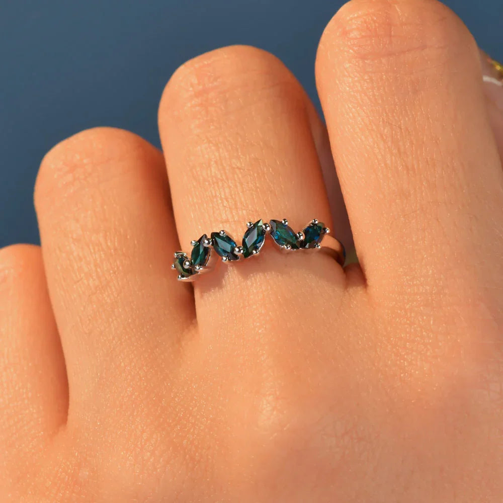 Australian Sapphire Caroline Ring with Teal Sapphires