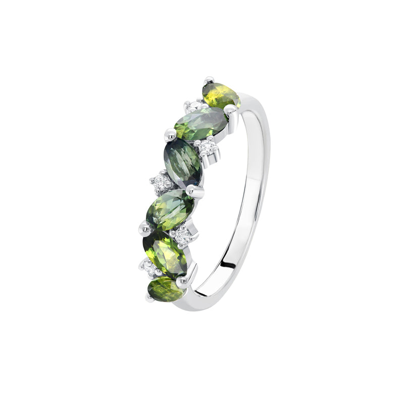 Australian Sapphire Alegria Ring with Parti Sapphires & Diamonds