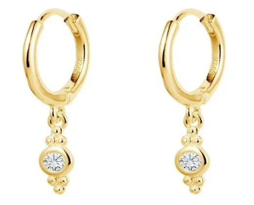 Sterling Silver Huggies With CZ - Nangar Gems