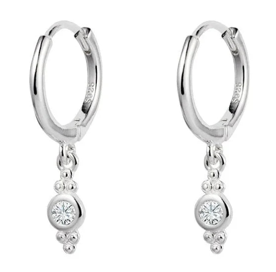 Sterling Silver Huggies With CZ - Nangar Gems