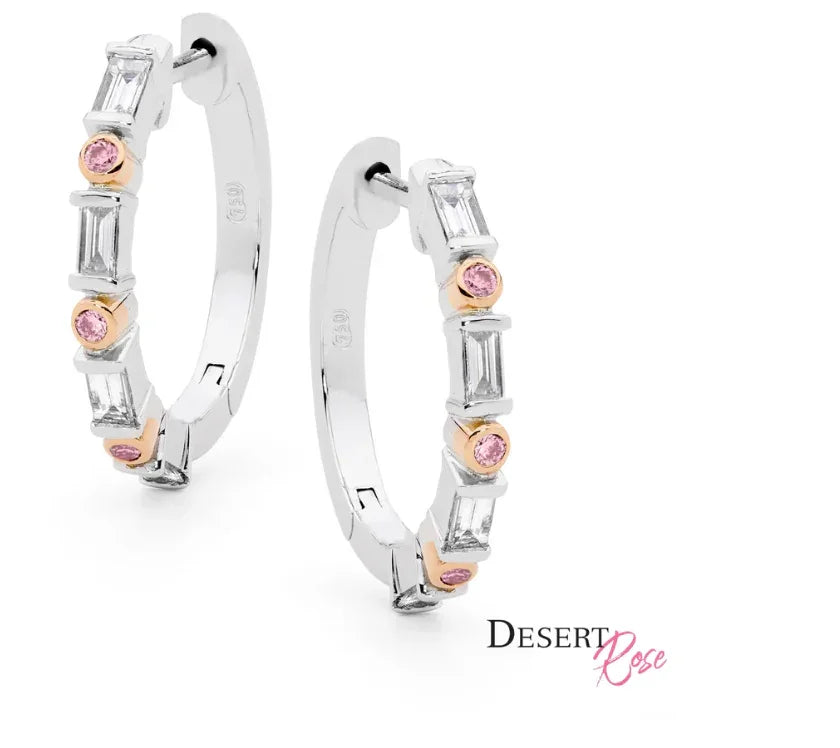 18K White and Rose Gold Diamond Earrings