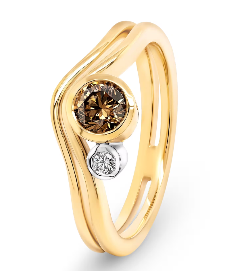 9KT Yellow & White Gold Diamond Ring - Round