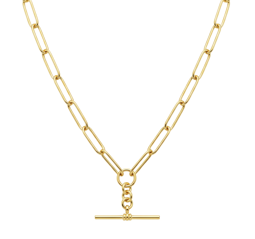 Paperclip Link With Fob Necklace