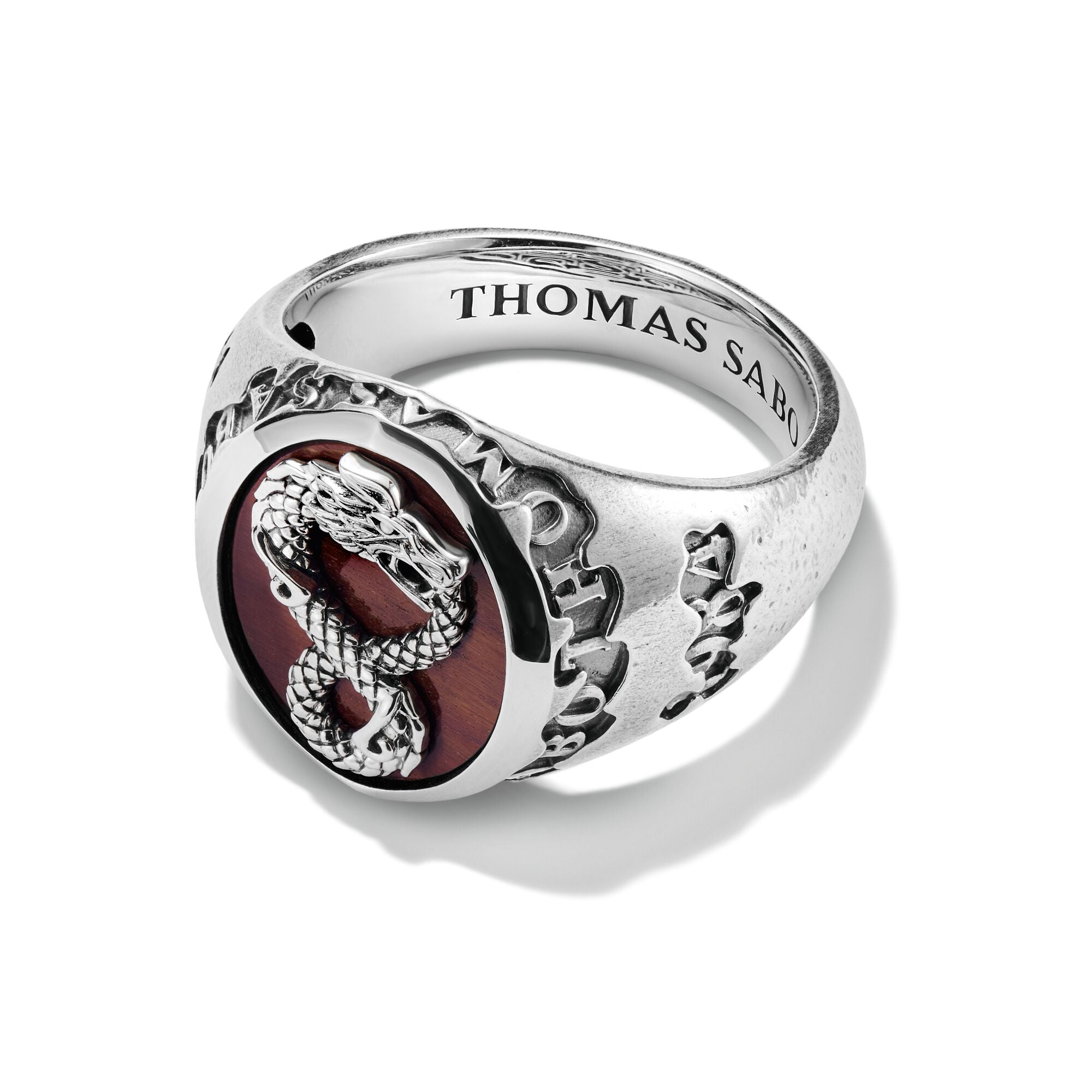 THOMAS SABO Signet Ring Dragon Red Tiger's Eye