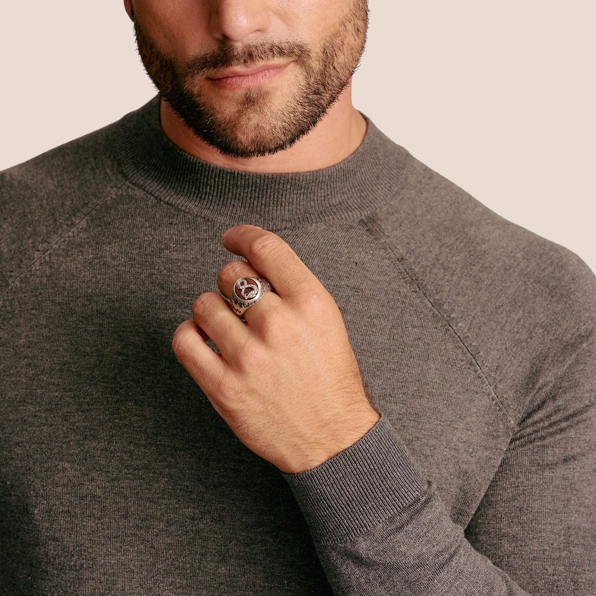 THOMAS SABO Signet Ring Dragon Red Tiger's Eye