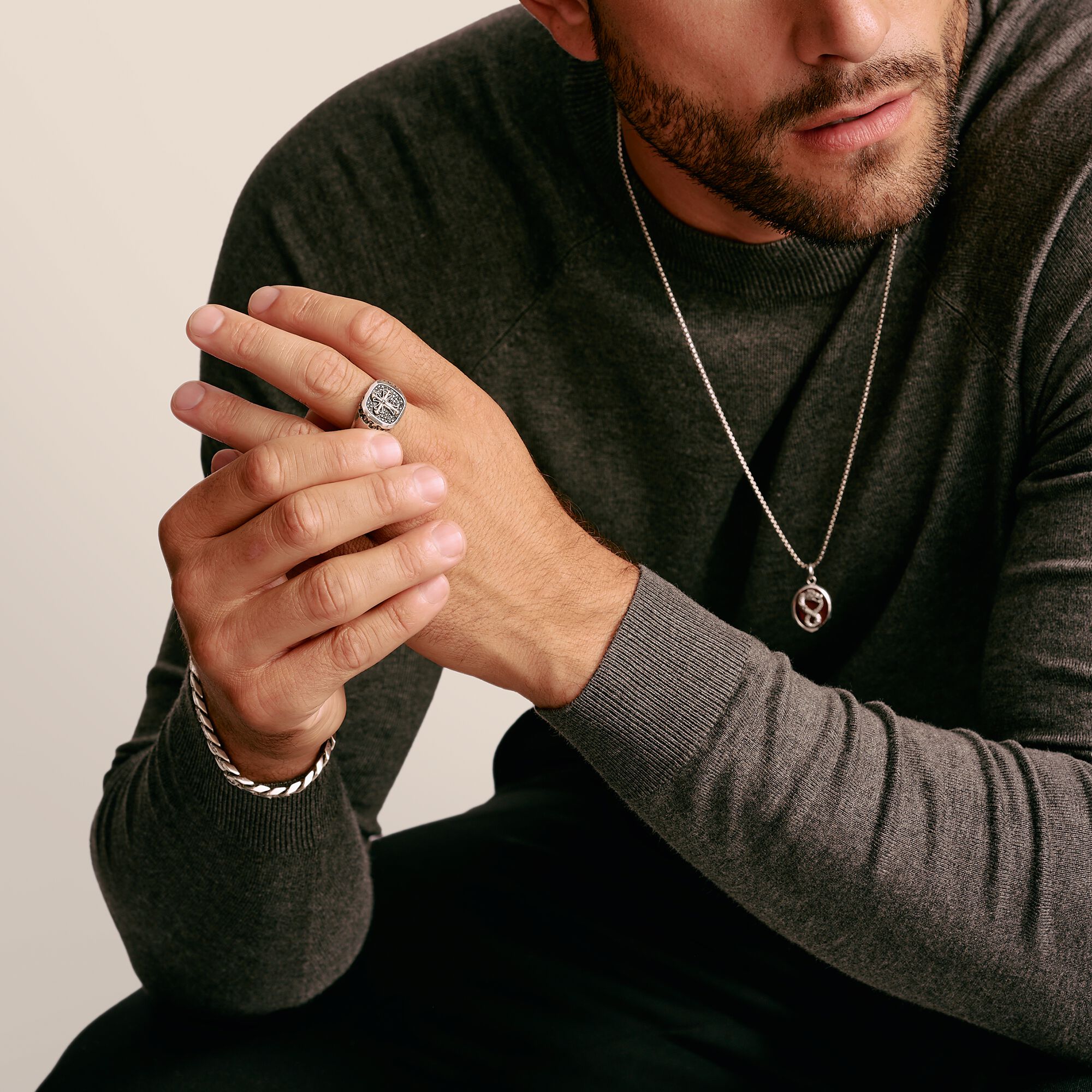 THOMAS SABO Signet Ring Cross Black Zirconia