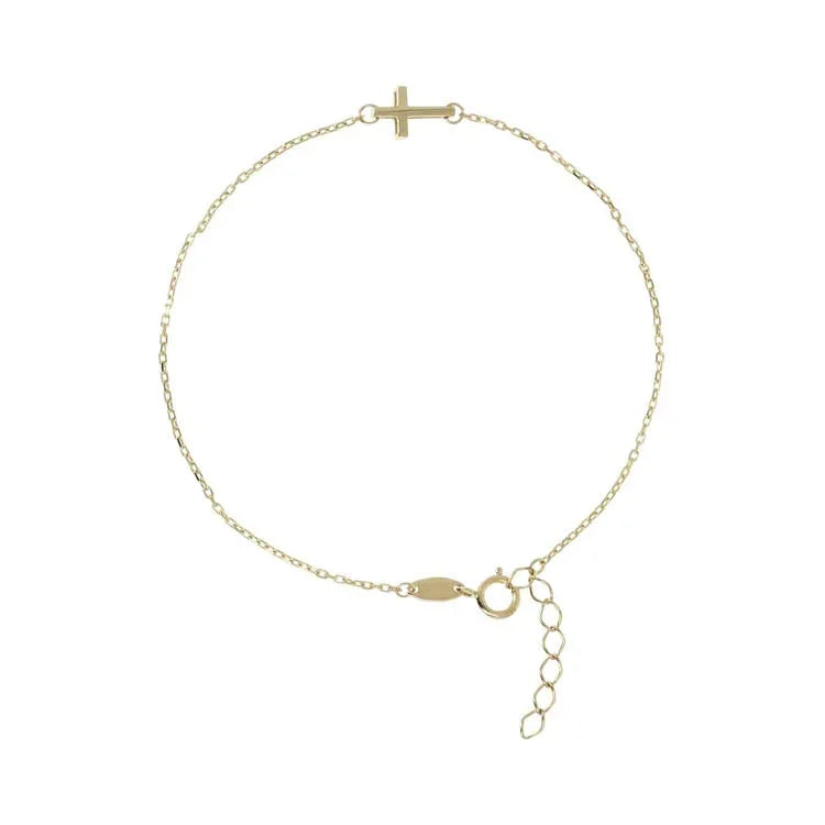 9ct Yellow Gold Forzatine Cross Bracelet 17cm