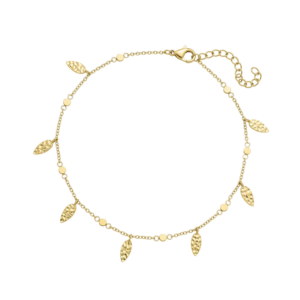 Mini Disc With Leaf Charms Satellite Anklet