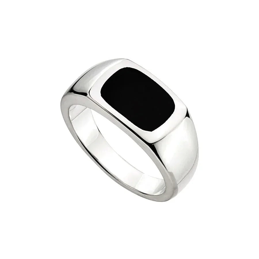 NAJO Expedition Mens Silver & Black Onyx Ring