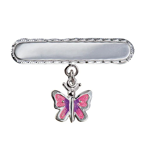 Silver Brooch With Hanging Butterfly - Nangar Gems