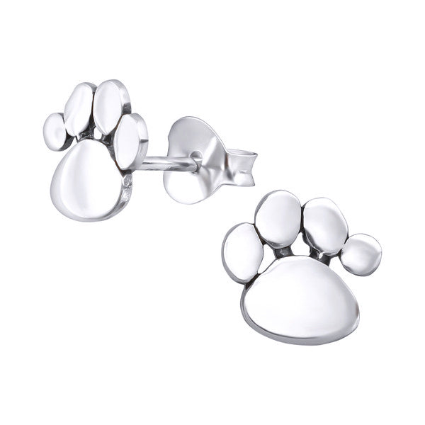 Silver Paw Print Studs - Nangar Gems