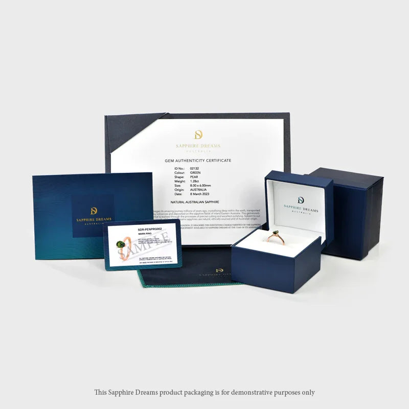 Australian Sapphire Avery Ring with Green Teal Sapphire