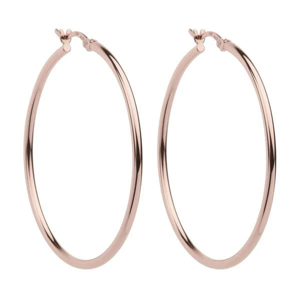 Najo Sterling Silver Rose-Tone Hoops E5463