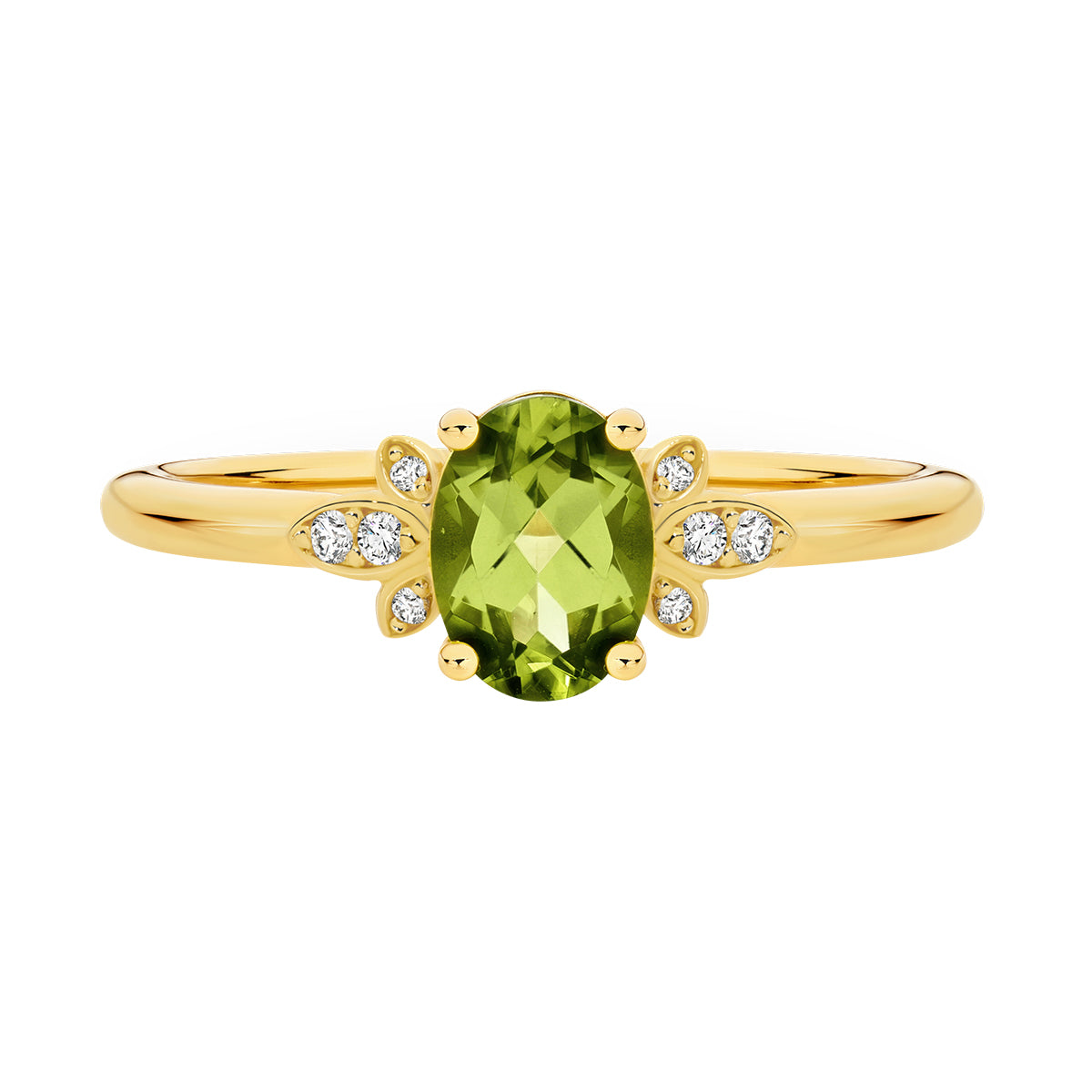 18Y Peridot and Diamond Ring