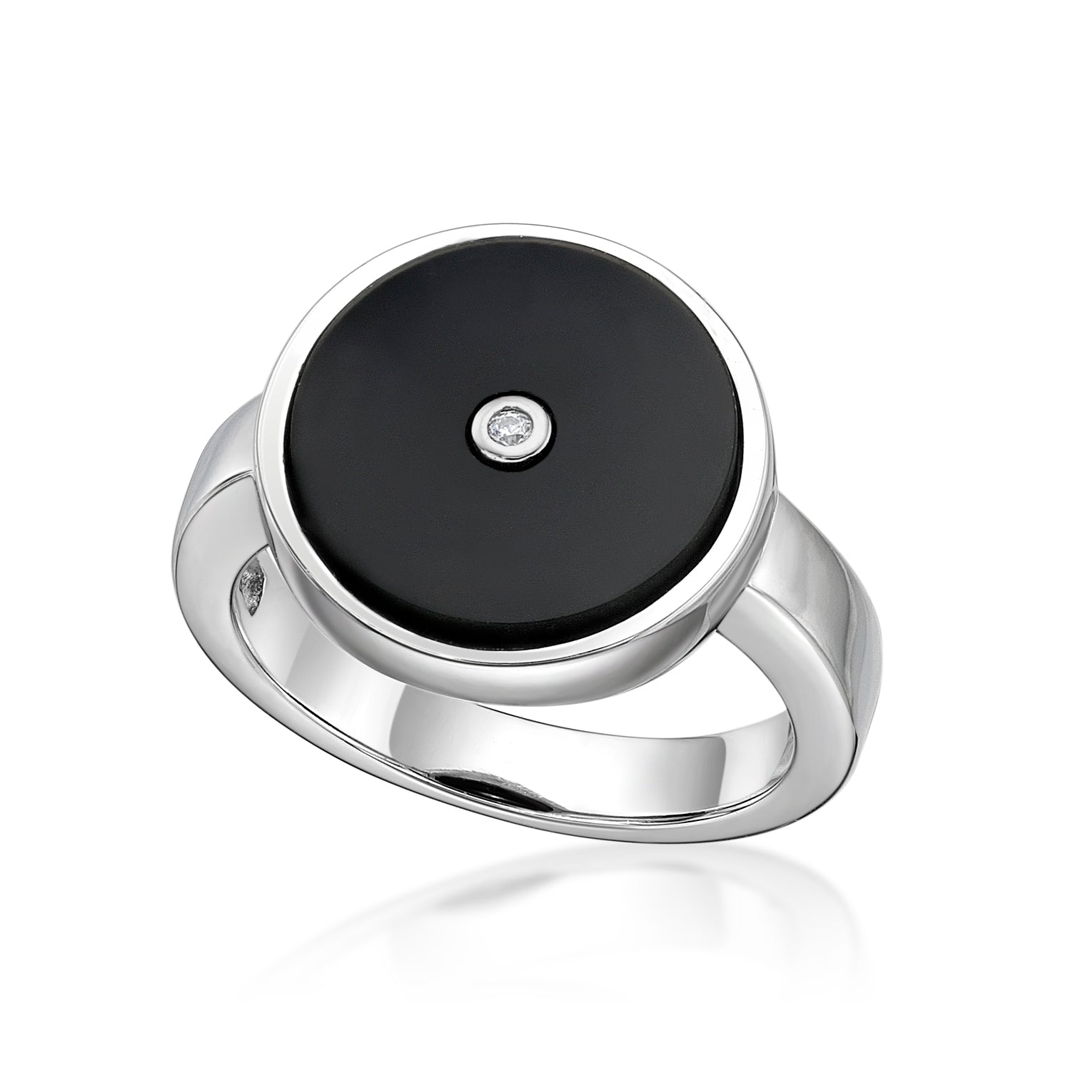 Silver Onyx and CZ Ring