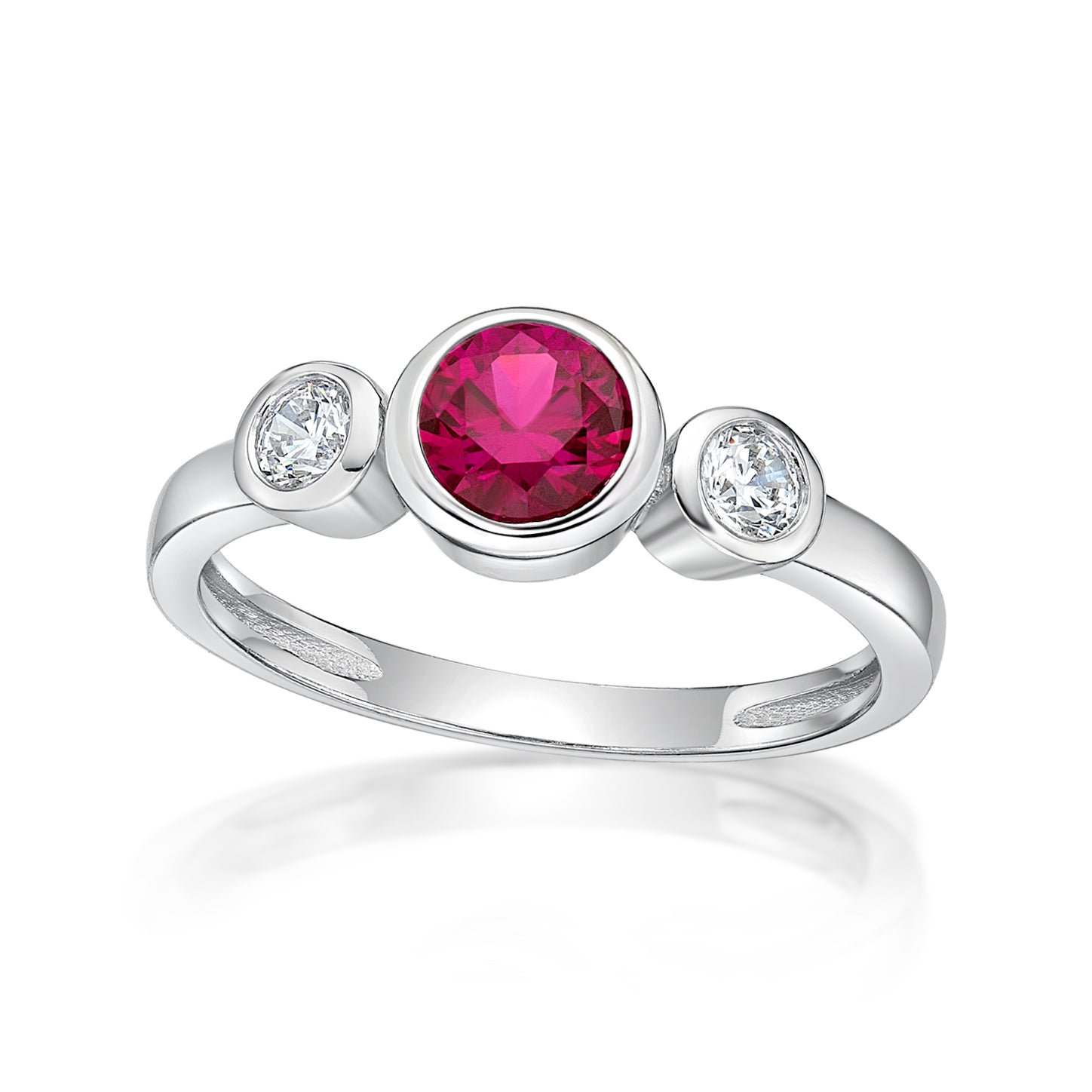 July Birthstone Silver CZ Ring