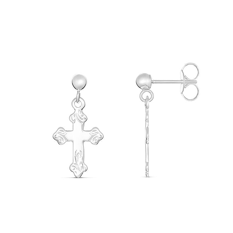 Petra Engraved Cross Drop Earrings