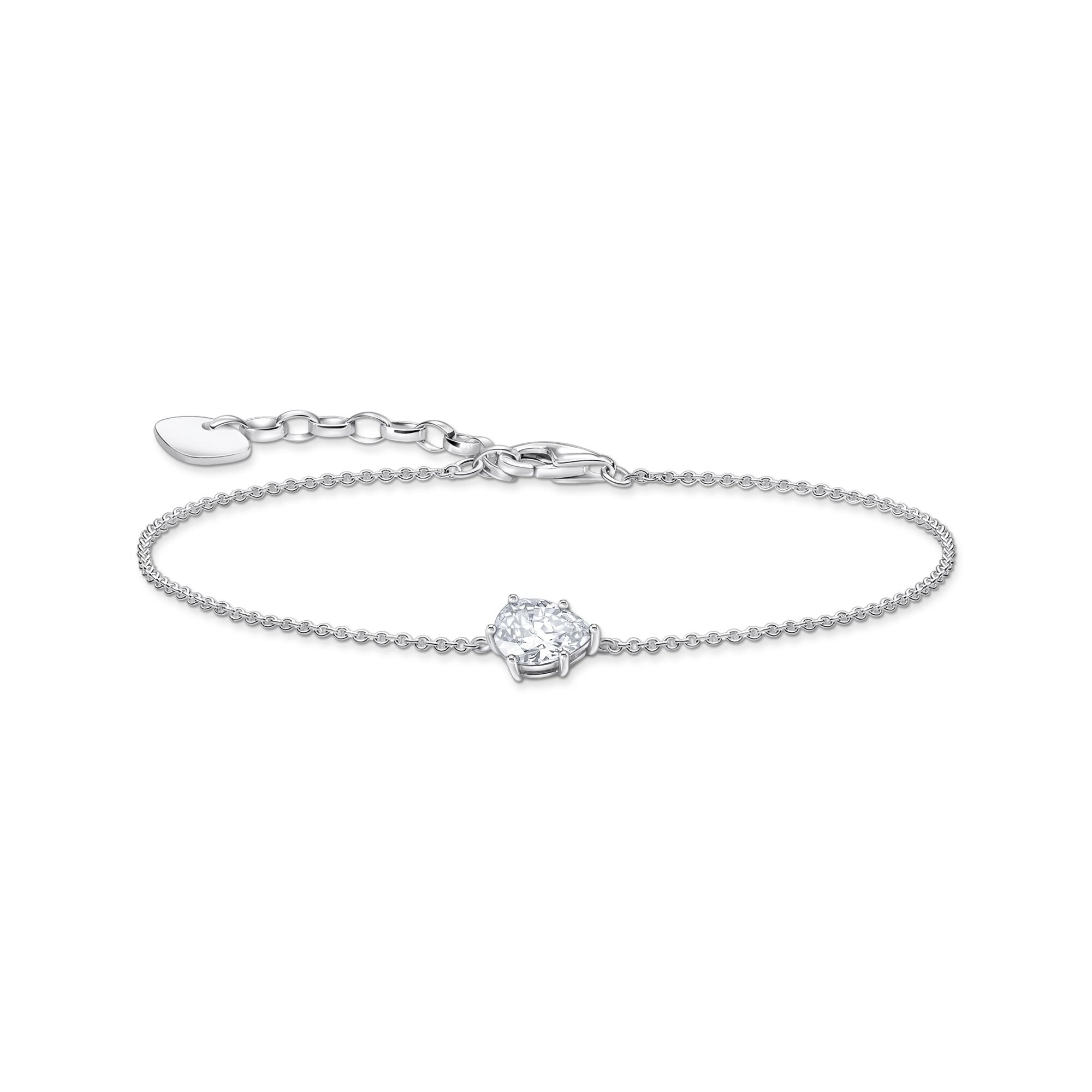THOMAS SABO Bracelet with white drop-shaped pedant - silver