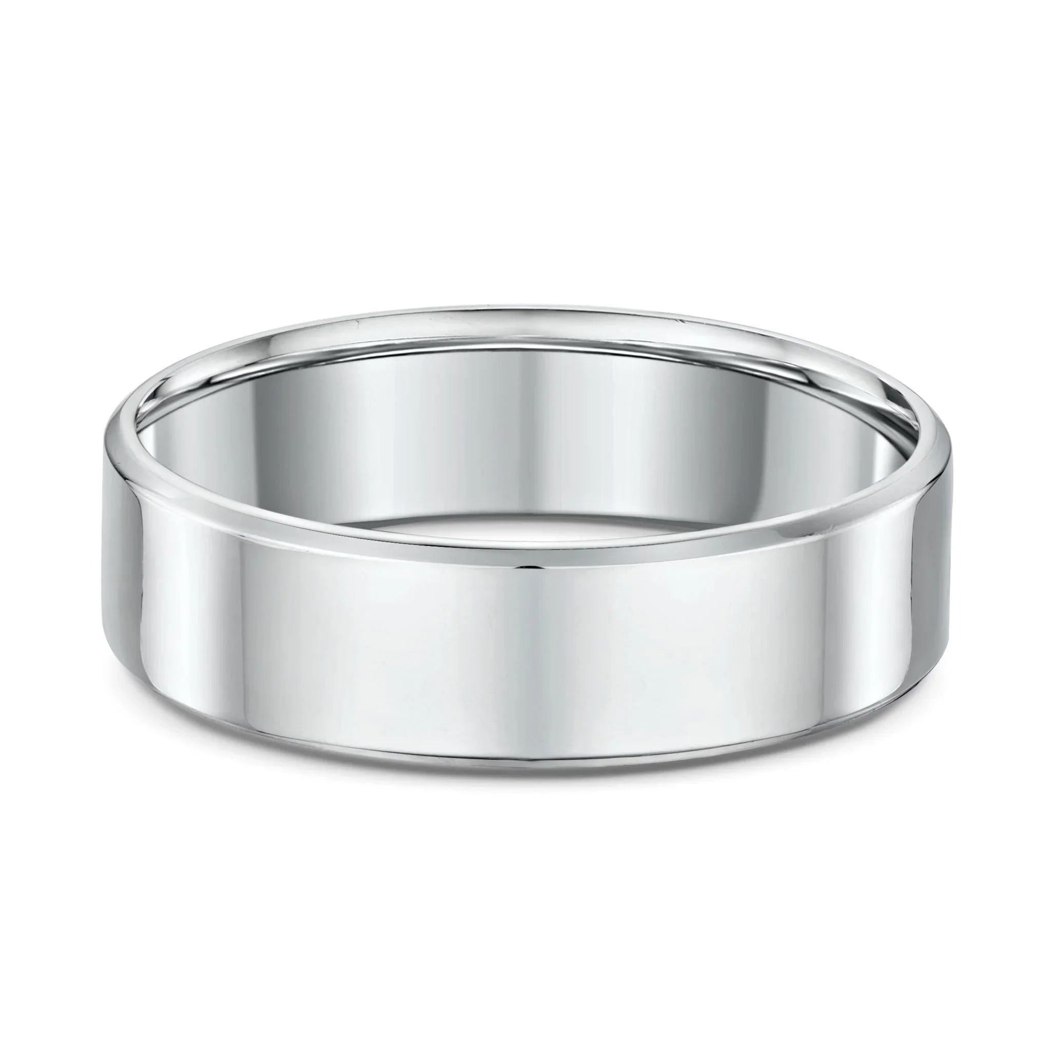 9ct White Gold Flat Bevel Wedding Ring