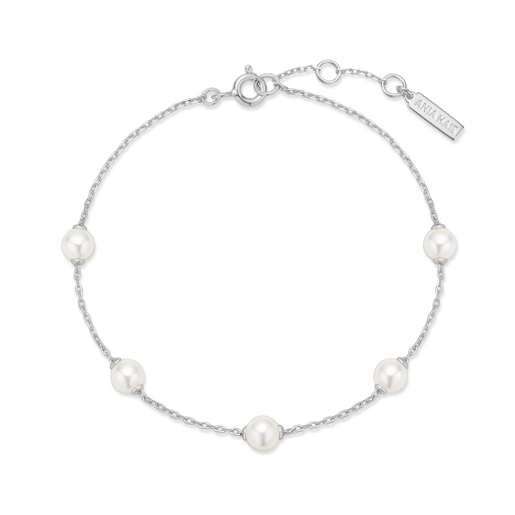 Ania Haie Silver Pearl Station Bracelet