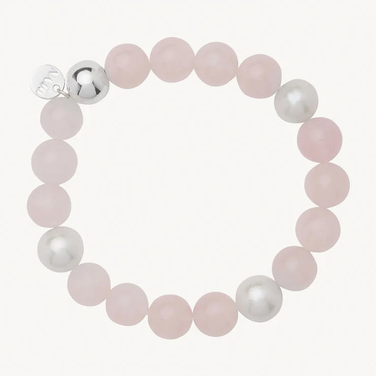 Sunset Rose Quartz & Pearl Stretch Bracelet