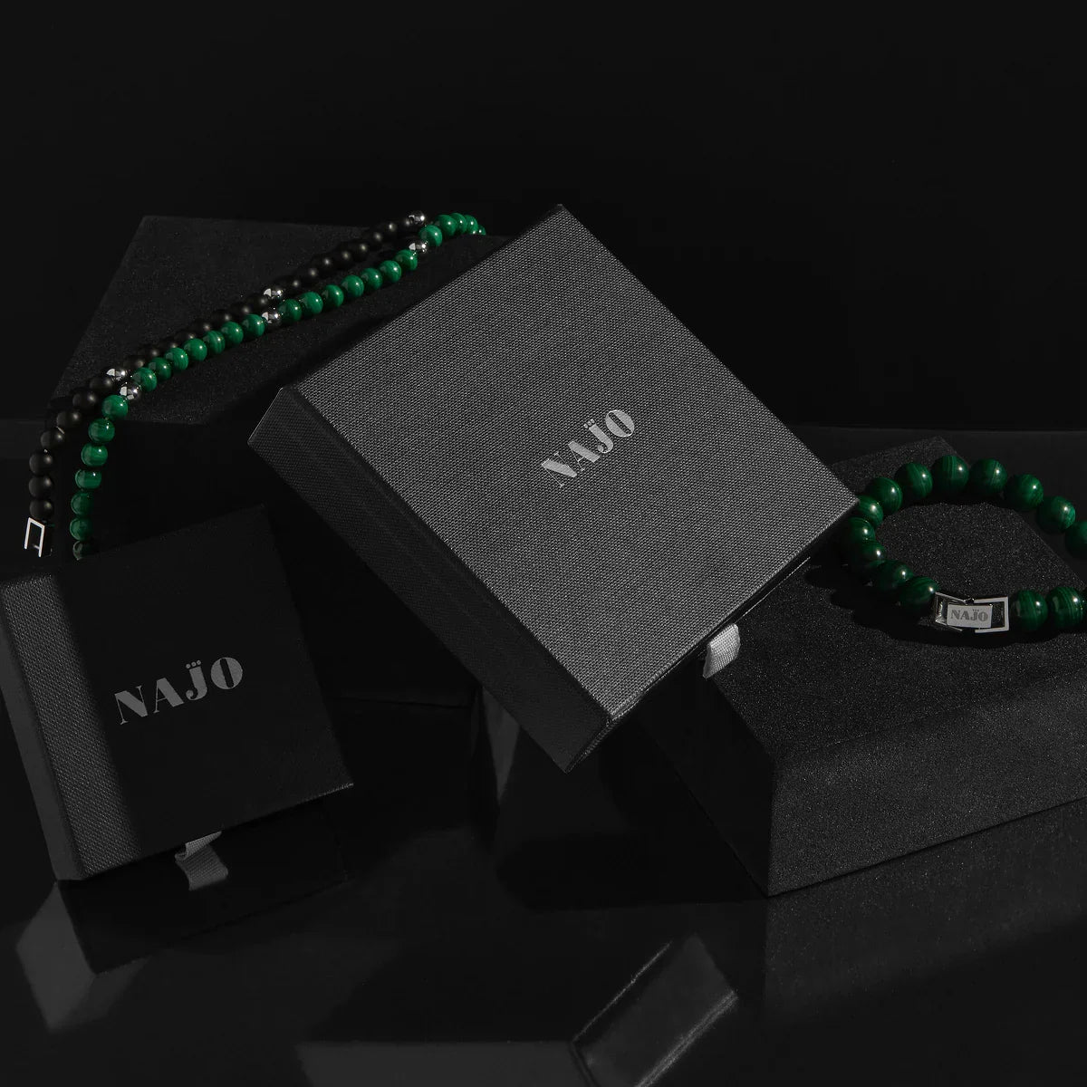 NAJO Atlas Men's 6mm Beaded Black Onyx Bracelet