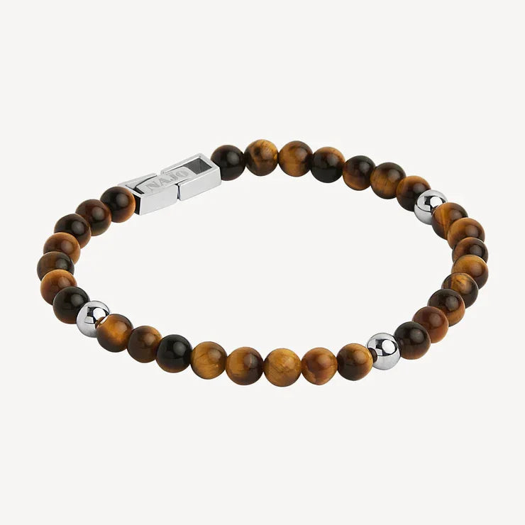 NAJO Atlas Men's 6mm Beaded Tiger's Eye Bracelet