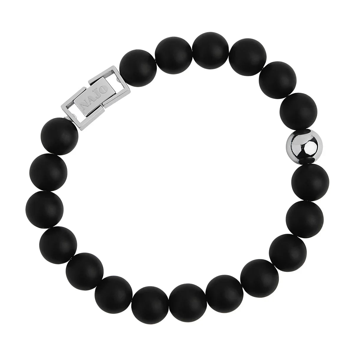 NAJO Atlas Men's 10mm Beaded Black Onyx Bracelet
