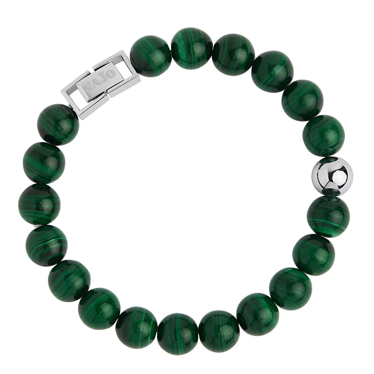 NAJO Atlas Men's 10mm Beaded Malachite Bracelet