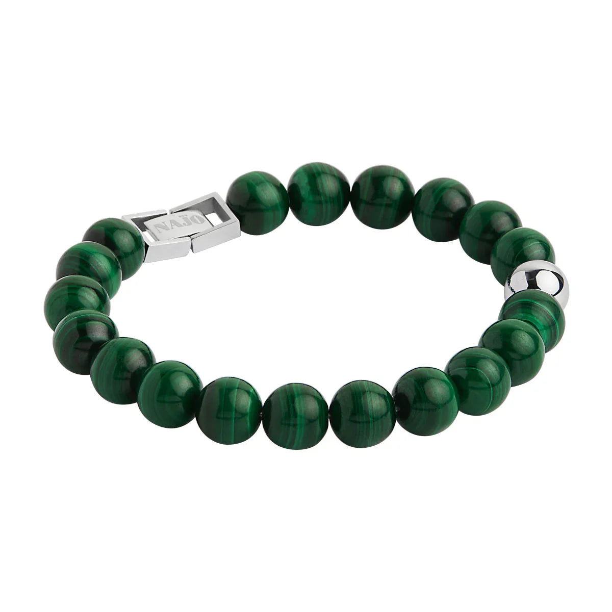 NAJO Atlas Men's 10mm Beaded Malachite Bracelet