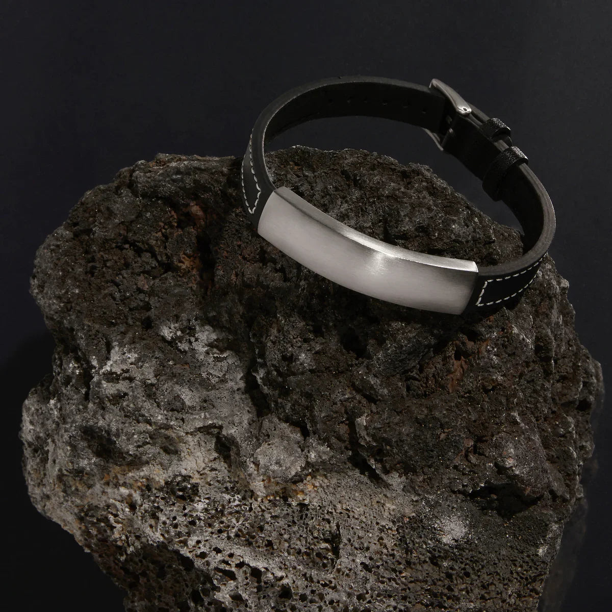 NAJO Memento Men’s Leather Buckle Identity Bracelet