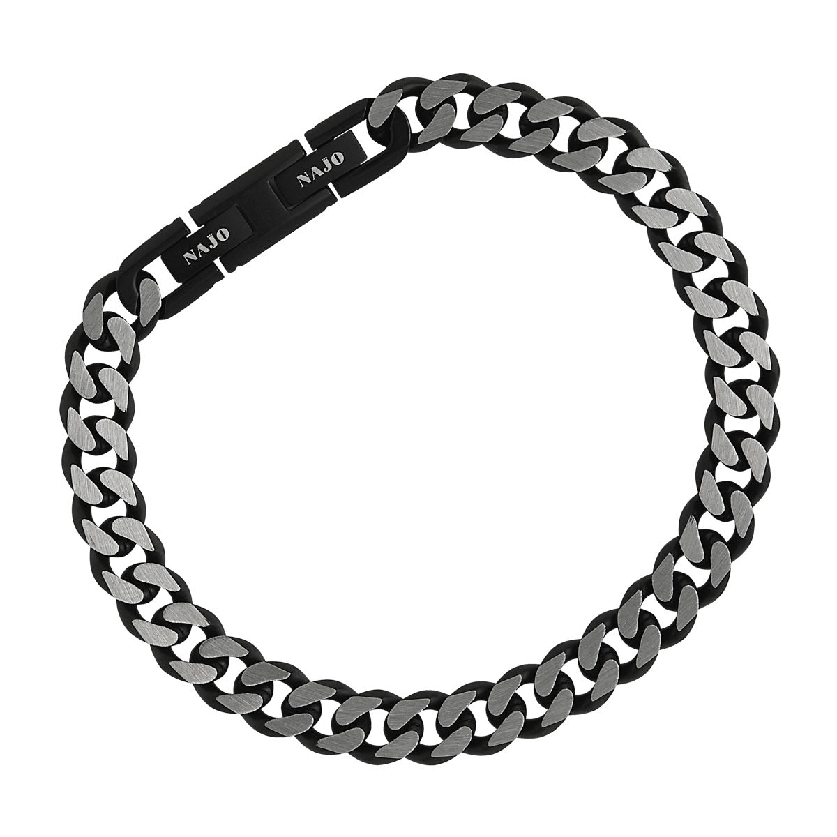 NAJO Nero Men’s Steel Curb Chain Bracelet (Bold)