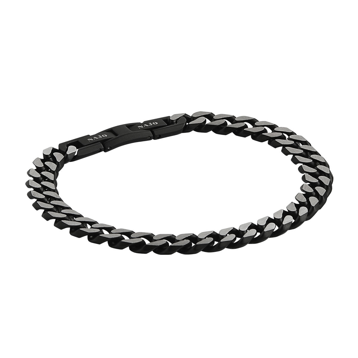 NAJO Nero Men’s Steel Curb Chain Bracelet (Bold)