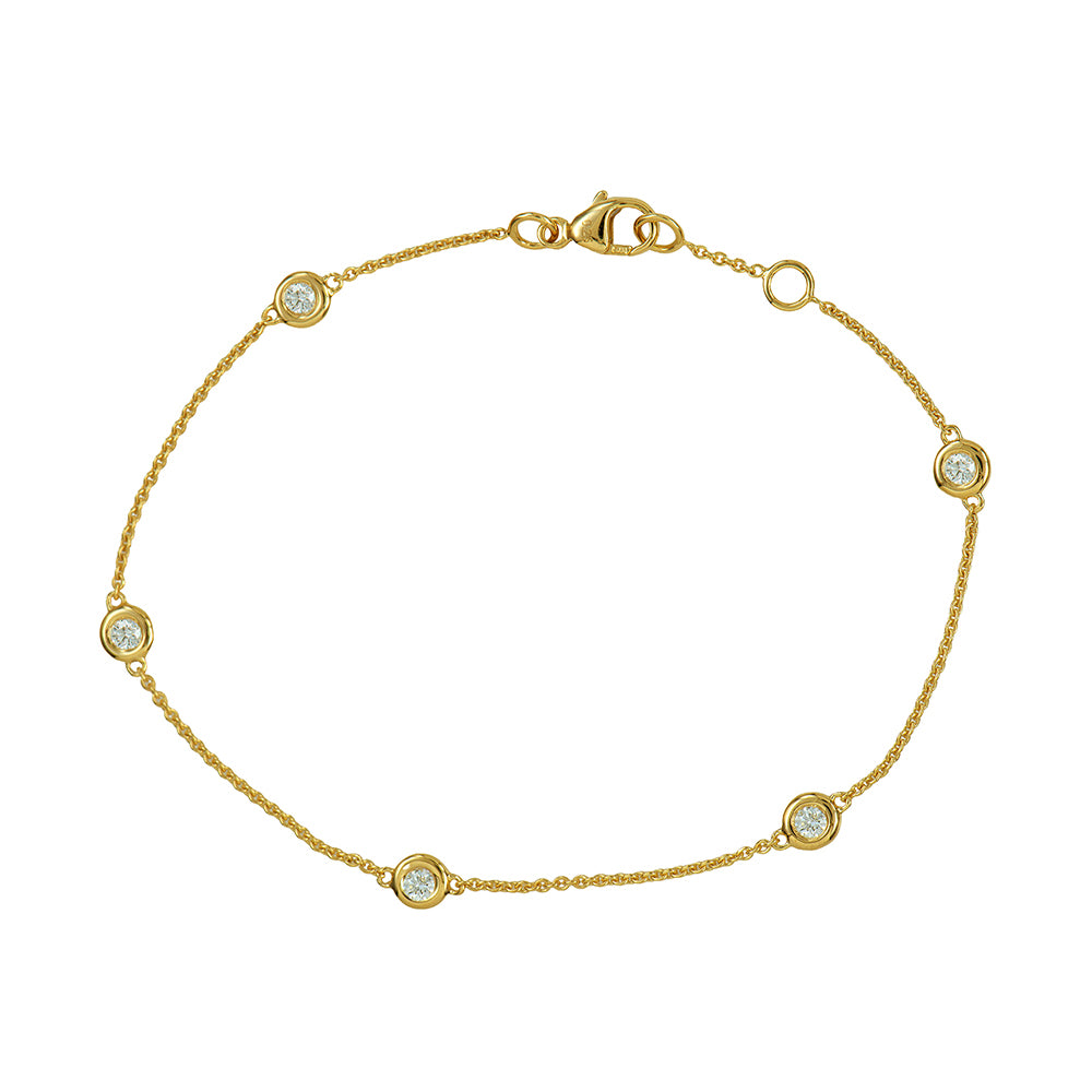 9Y Cable Bracelet with Five Bezel Set Diamonds