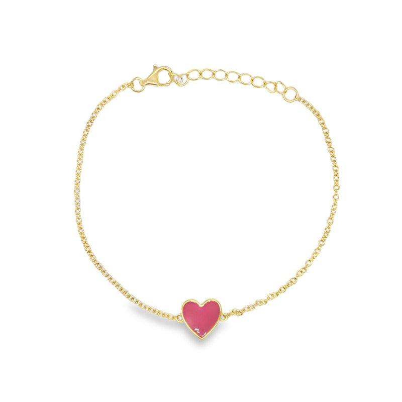 Trixie Pink Heart Charm Bracelet Yellow Plated