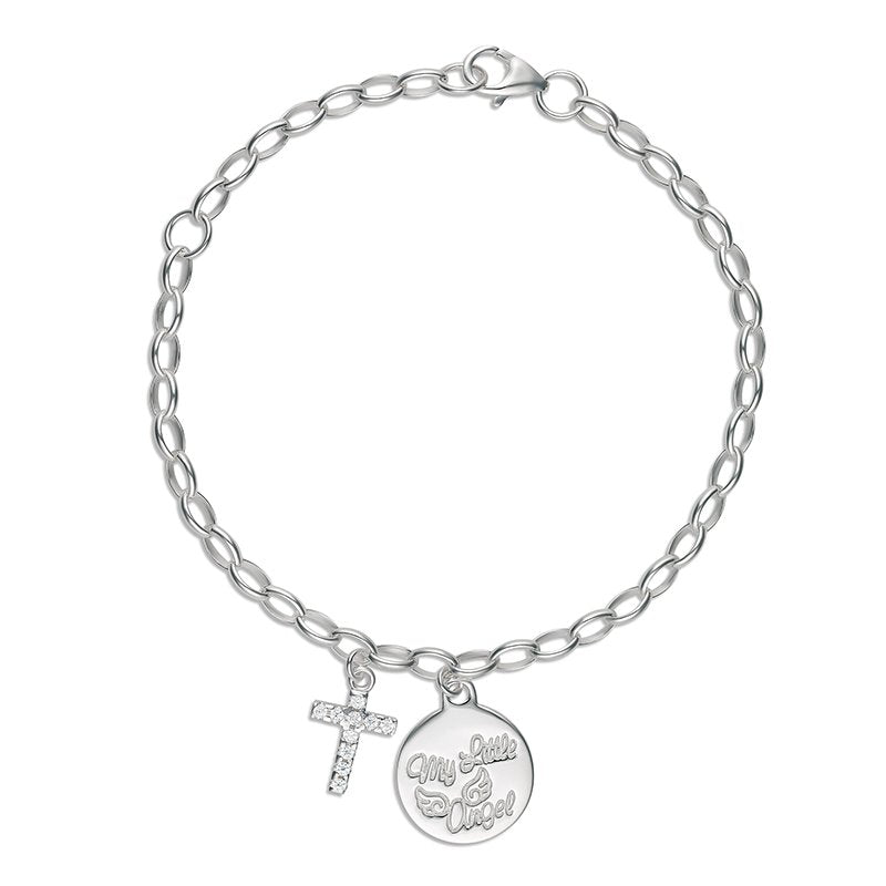 Bowie Belcher Bracelet with CZ Cross and MLA Charm Silver