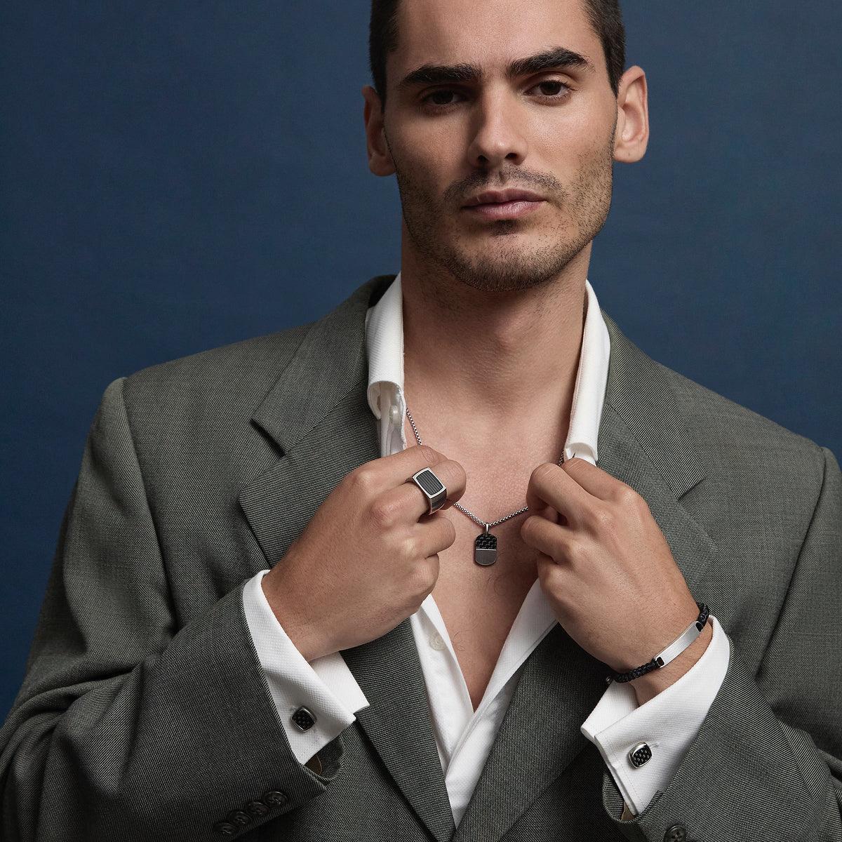 NAJO The Aviator Carbon Fibre and Steel Cufflinks