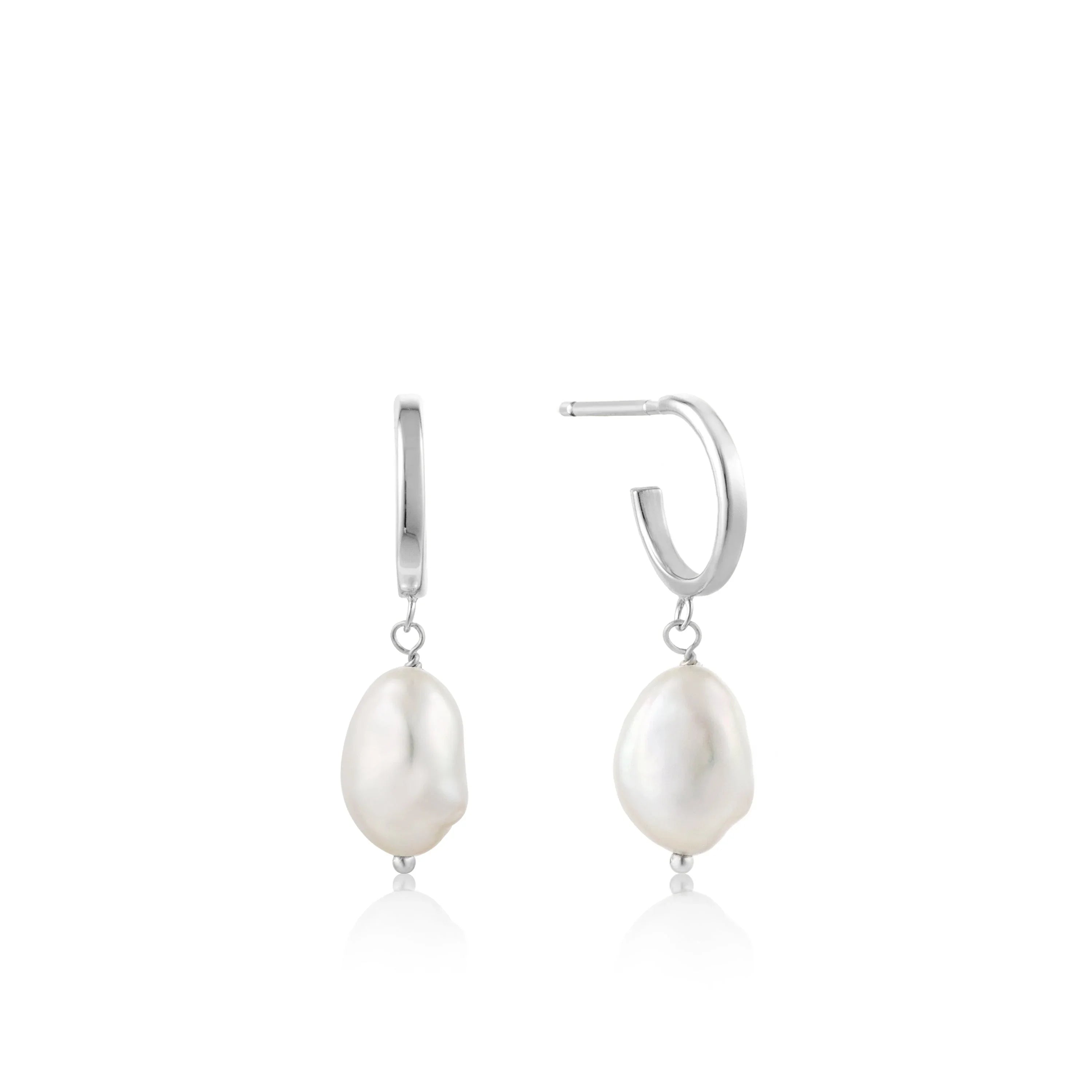 Ania Haie Pearl Mini Hoop Earrings Silver - Nangar Gems