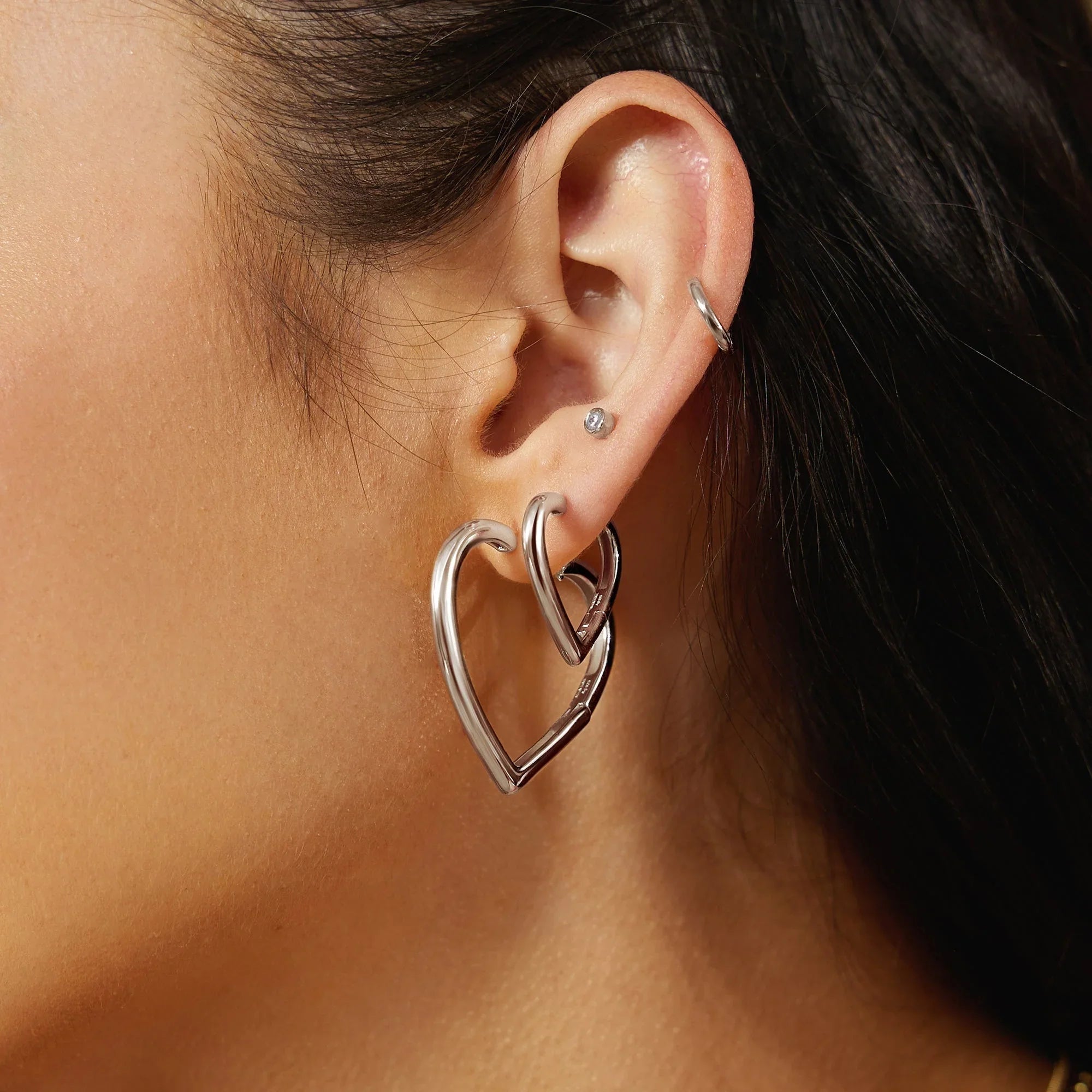 Ania Haie Silver Large Heart Hoop Earrings