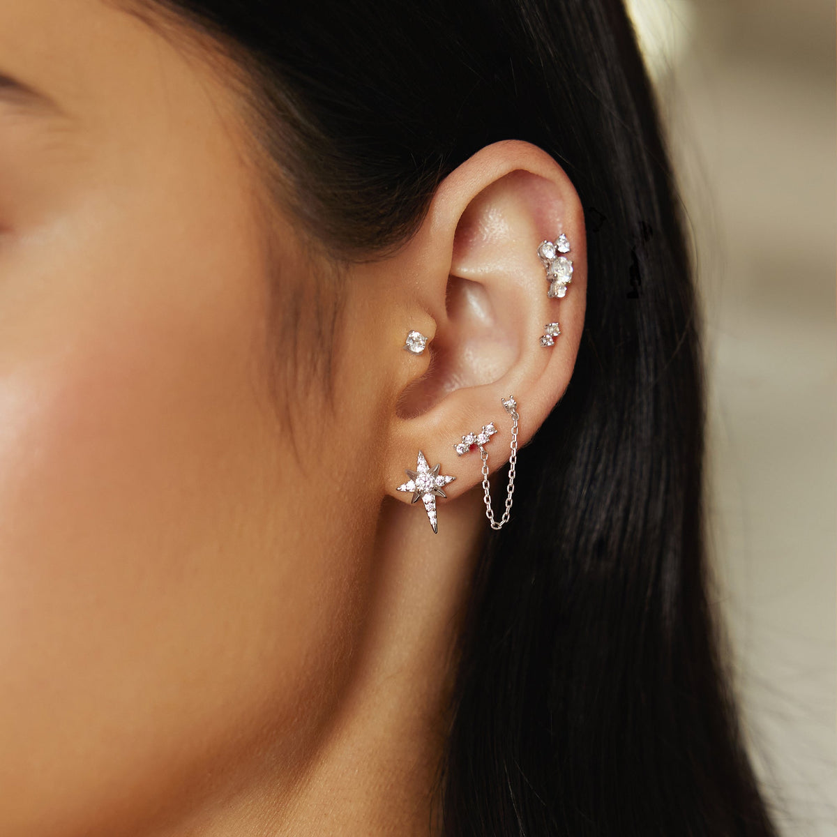 Ania Haie Silver Eight-Pointed Star Stud Earrings