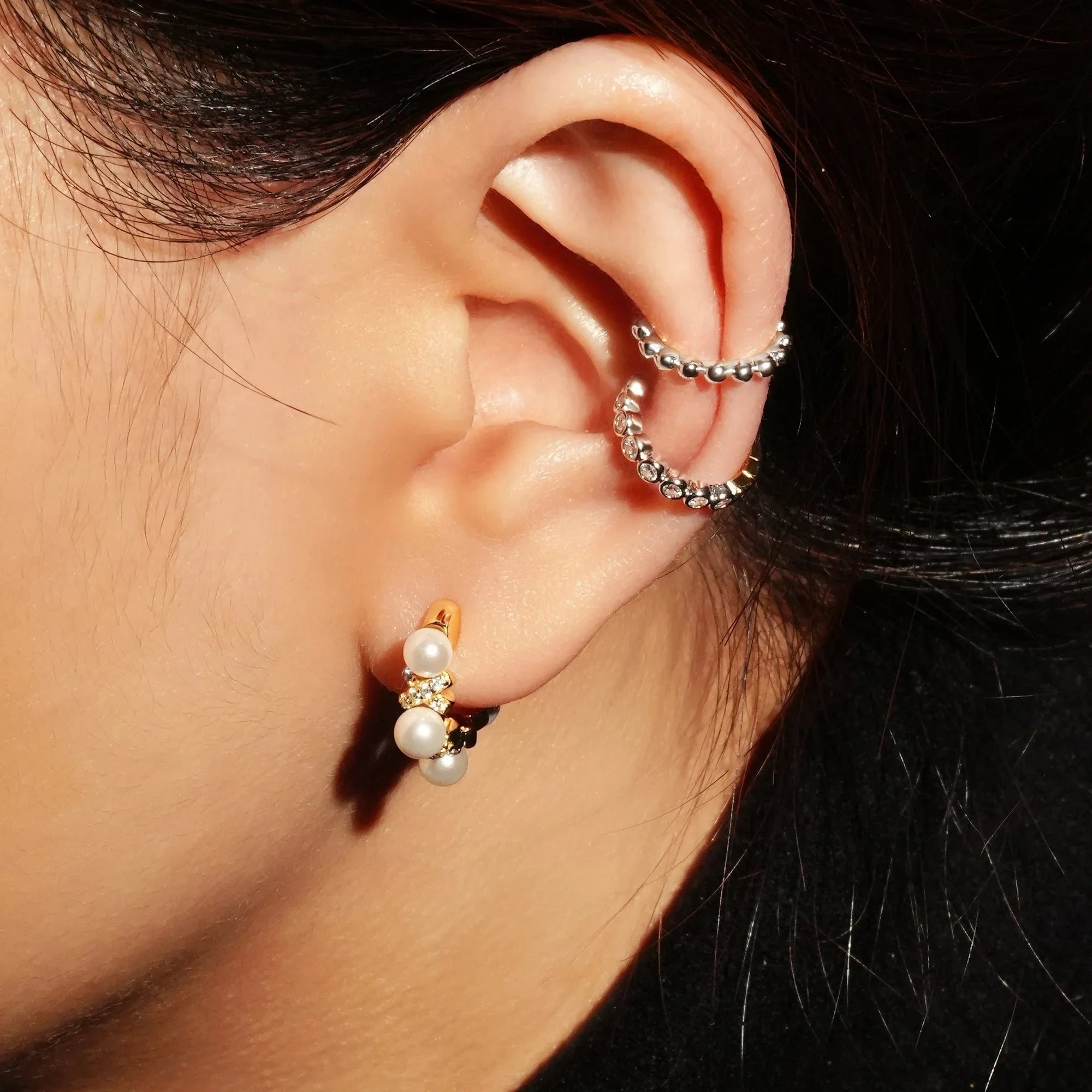 Silver Beaded Ear Cuff