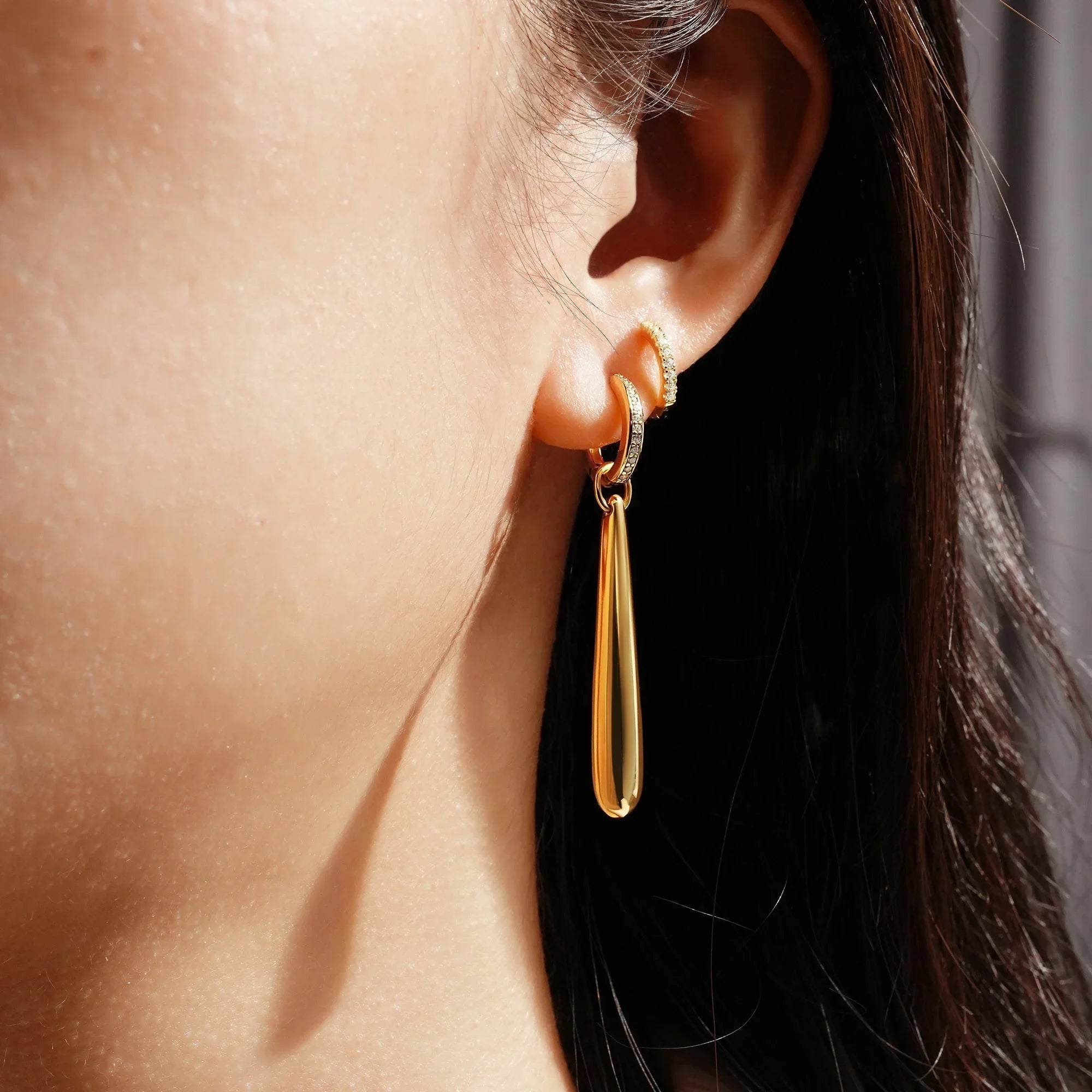 Ania Haie Gold Long Water Droplet Drop Earrings
