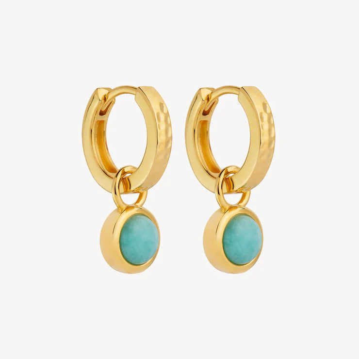 Solace Yellow Gold Amazonite Huggie Earring