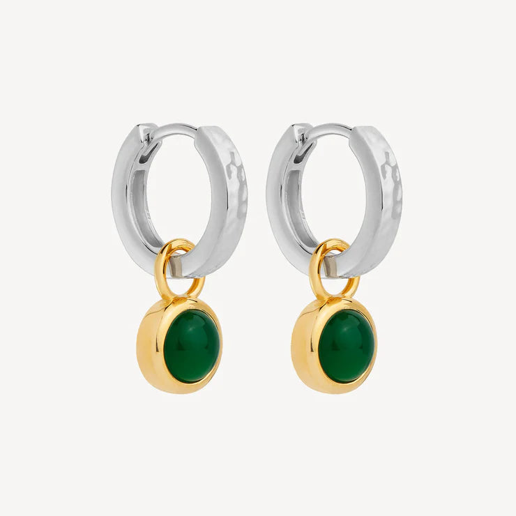 Solace 2-Tone Green Onyx Huggie Earring