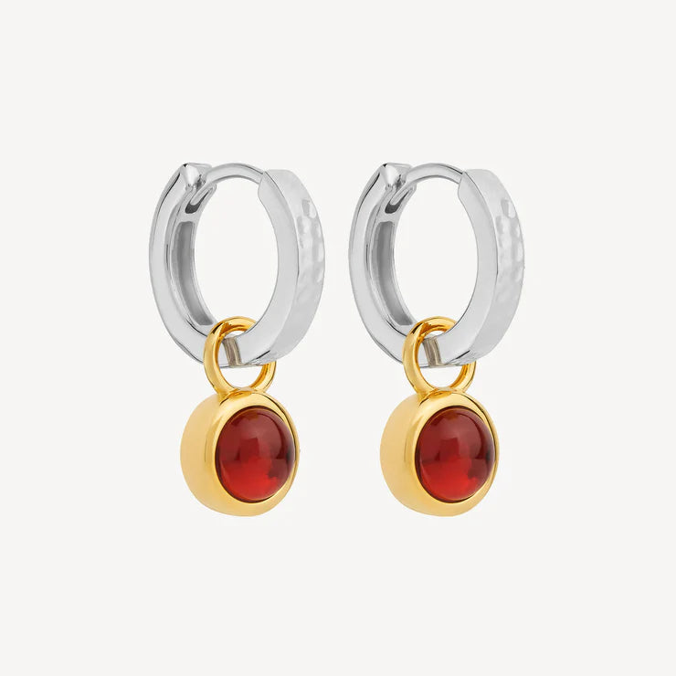 Solace 2-Tone Garnet Huggie Earring