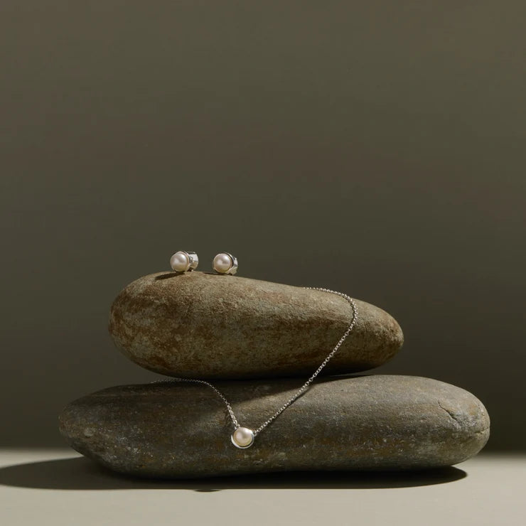 Moonbeam Pearl Stud Earrings