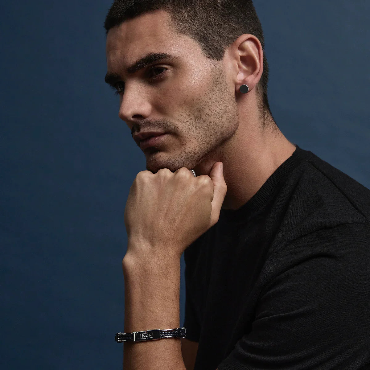 NAJO Torque Men's Reversible Carbon Fibre and Steel Earring