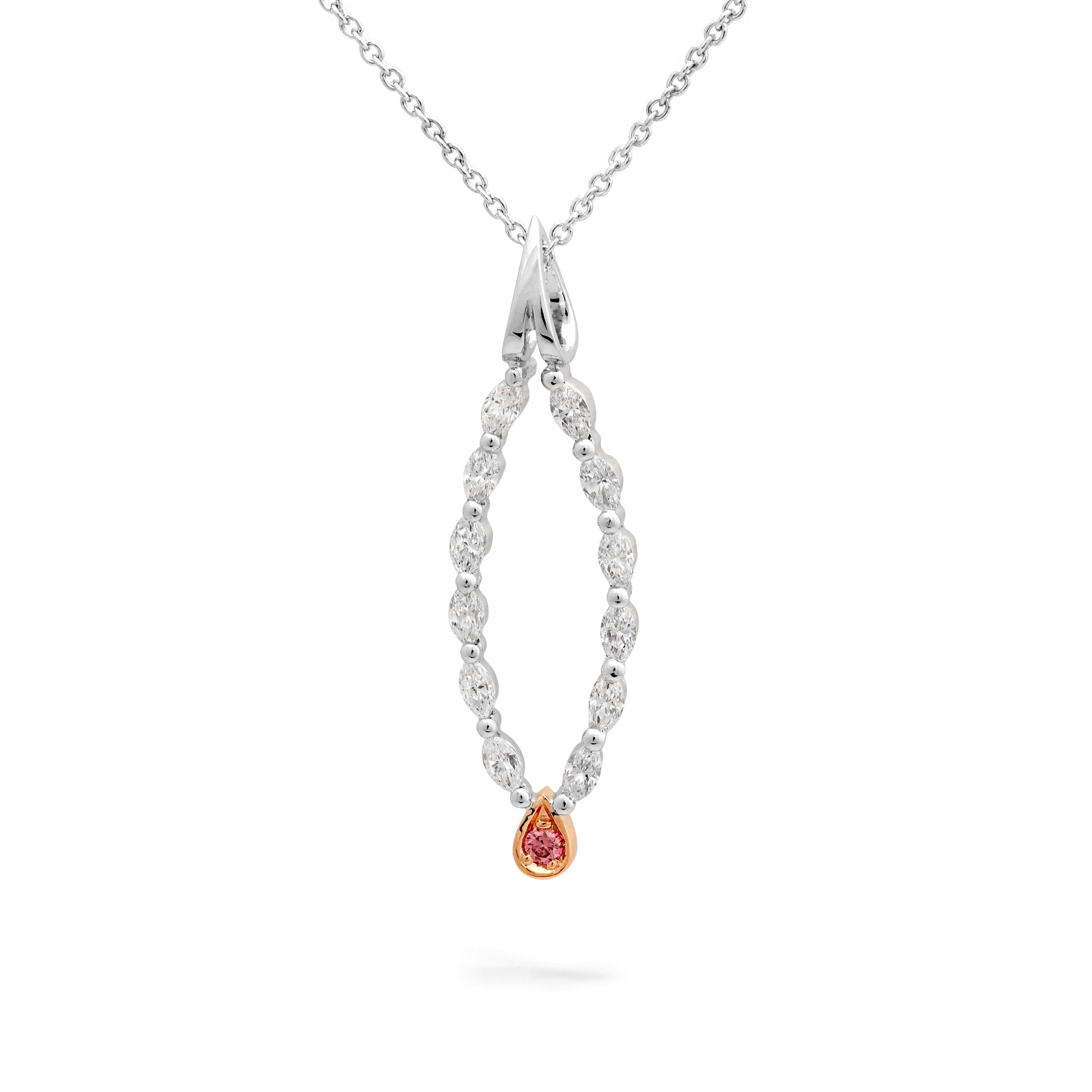 18K White & Rose Gold Pink Diamond Pendant
