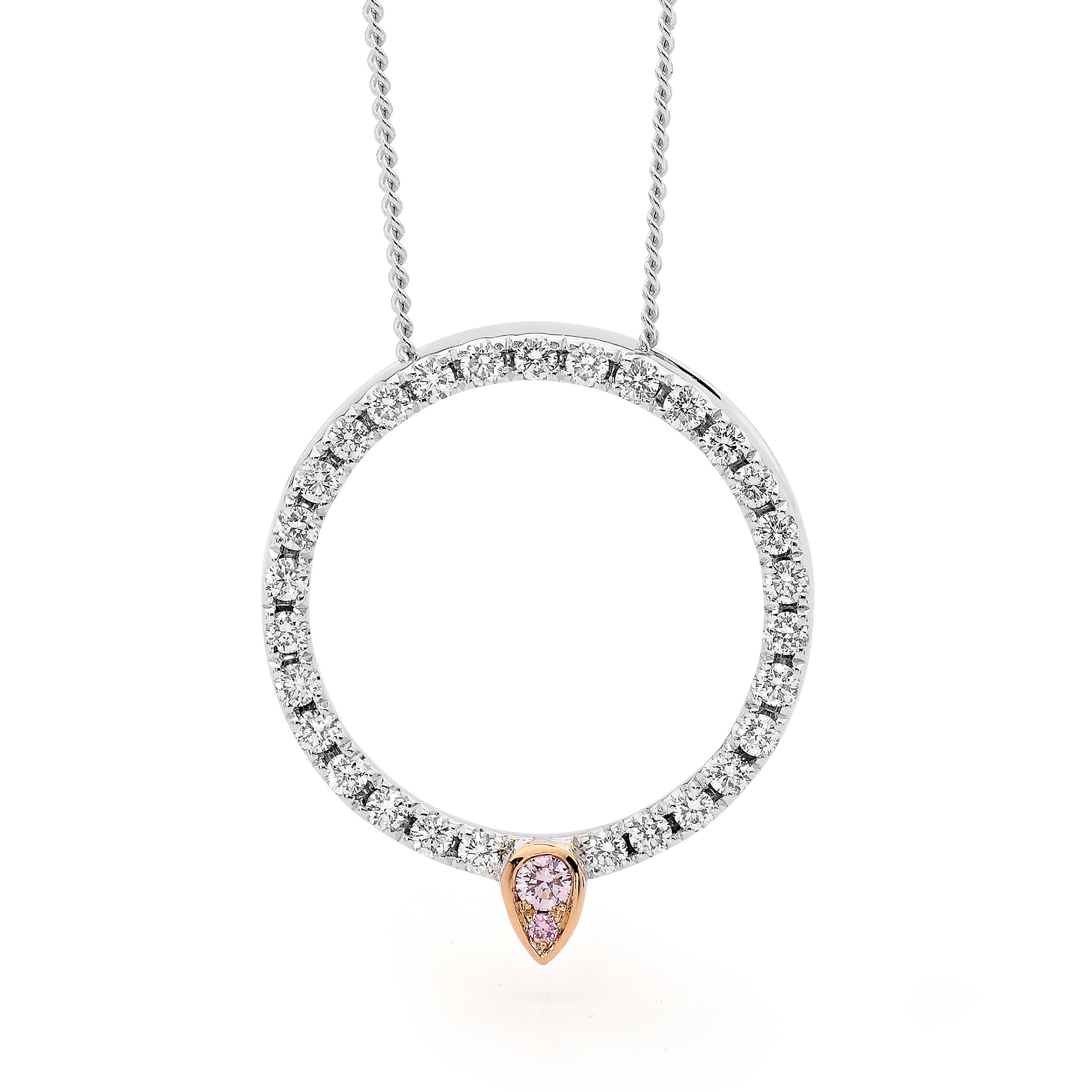 18K White & Rose Gold Pink Diamond Pendant