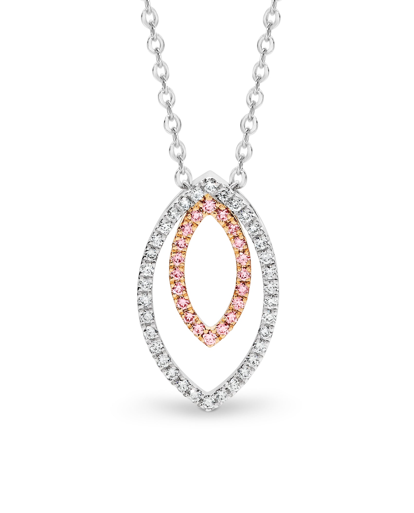 18K White & Rose Gold Pink Diamond Pendant